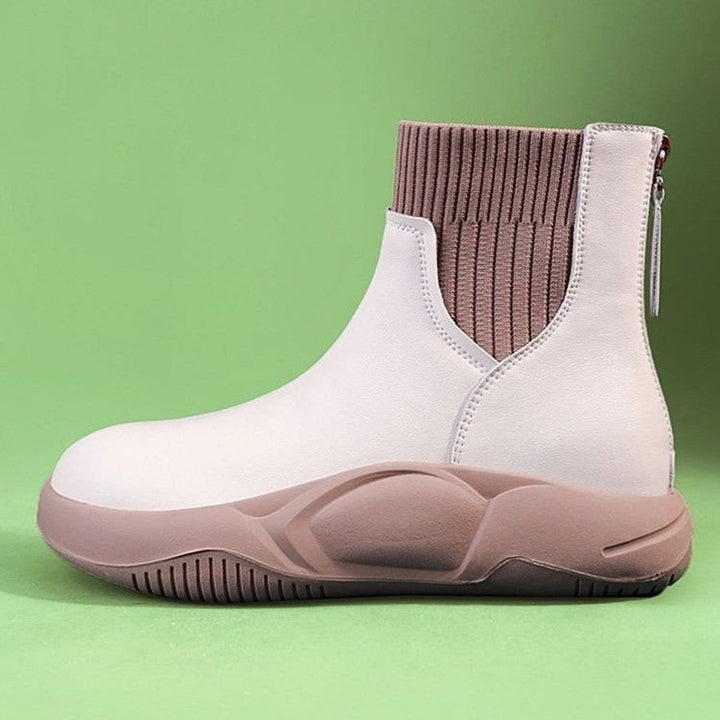 Women's Knit-Collar Low-Heel Chelsea Ankle Boots