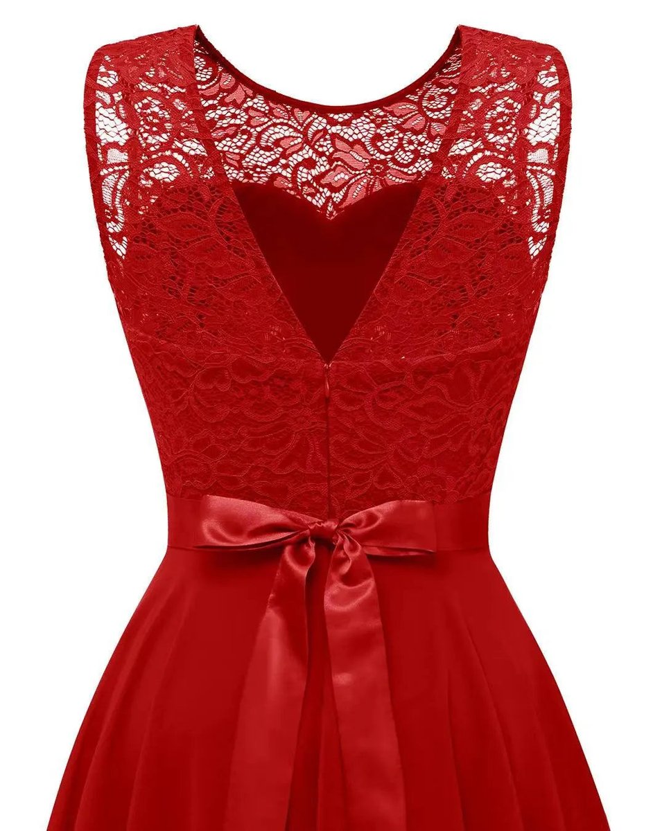 Women's Lace Bodice High-Low Fall Wedding Guest Dress Sleeveless