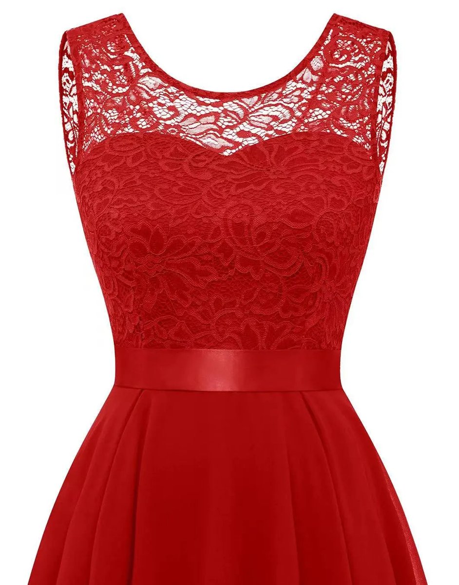 Women's Lace Bodice High-Low Fall Wedding Guest Dress Sleeveless