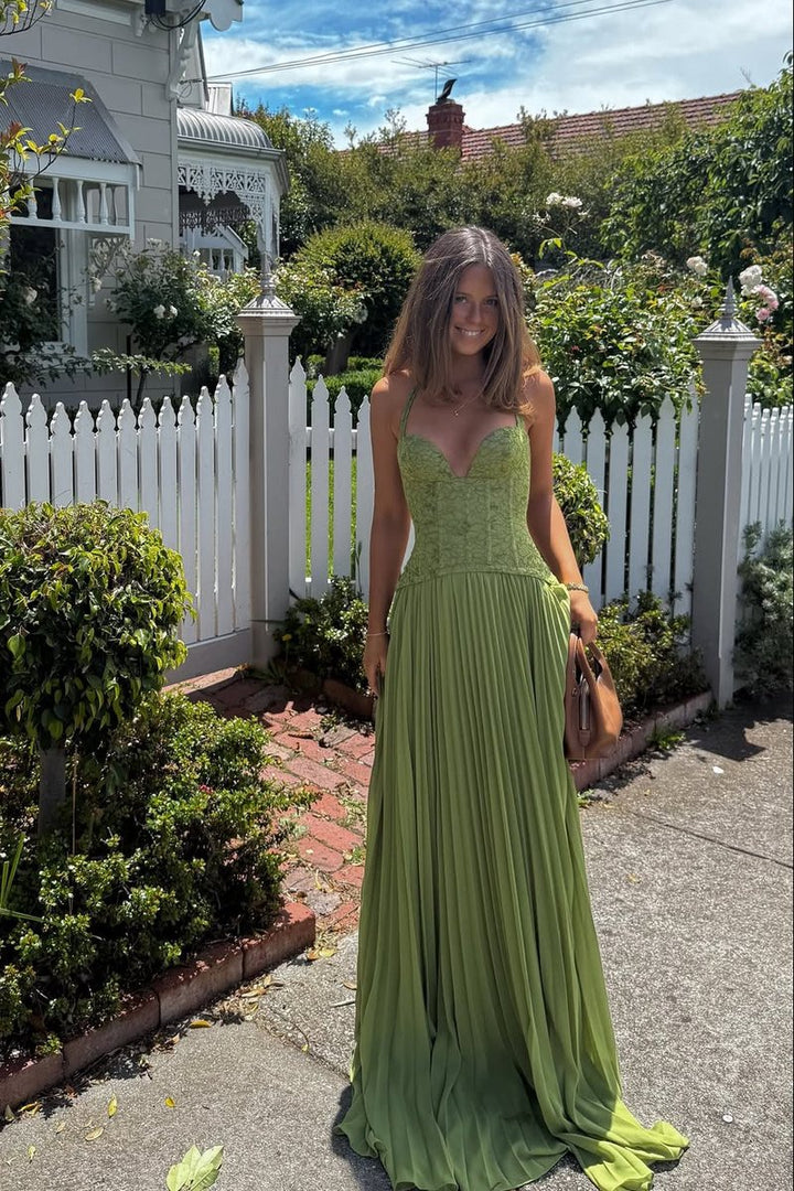 Women's Lace Corset Halter Pleated Maxi Fall Wedding Guest Dress