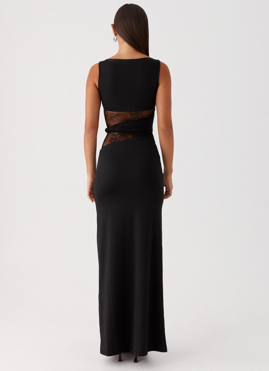 Women's Lace-Panel Sleeveless Fall Wedding Guest Dress Maxi Gown