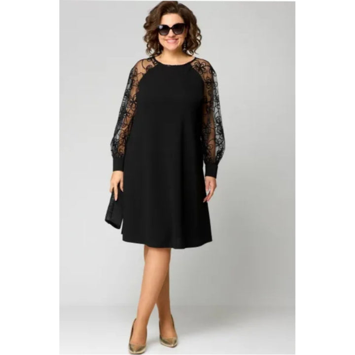 Women's Lace Sleeve Long Sleeve Fall Dress A-Line Midi