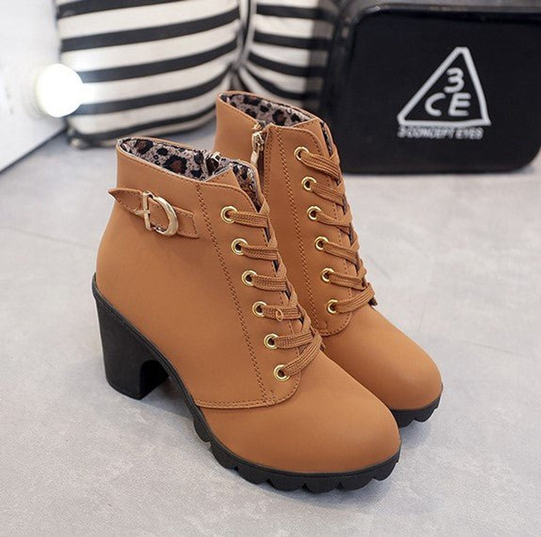 Women's Lace-Up Block-Heel Suede Ankle Boots