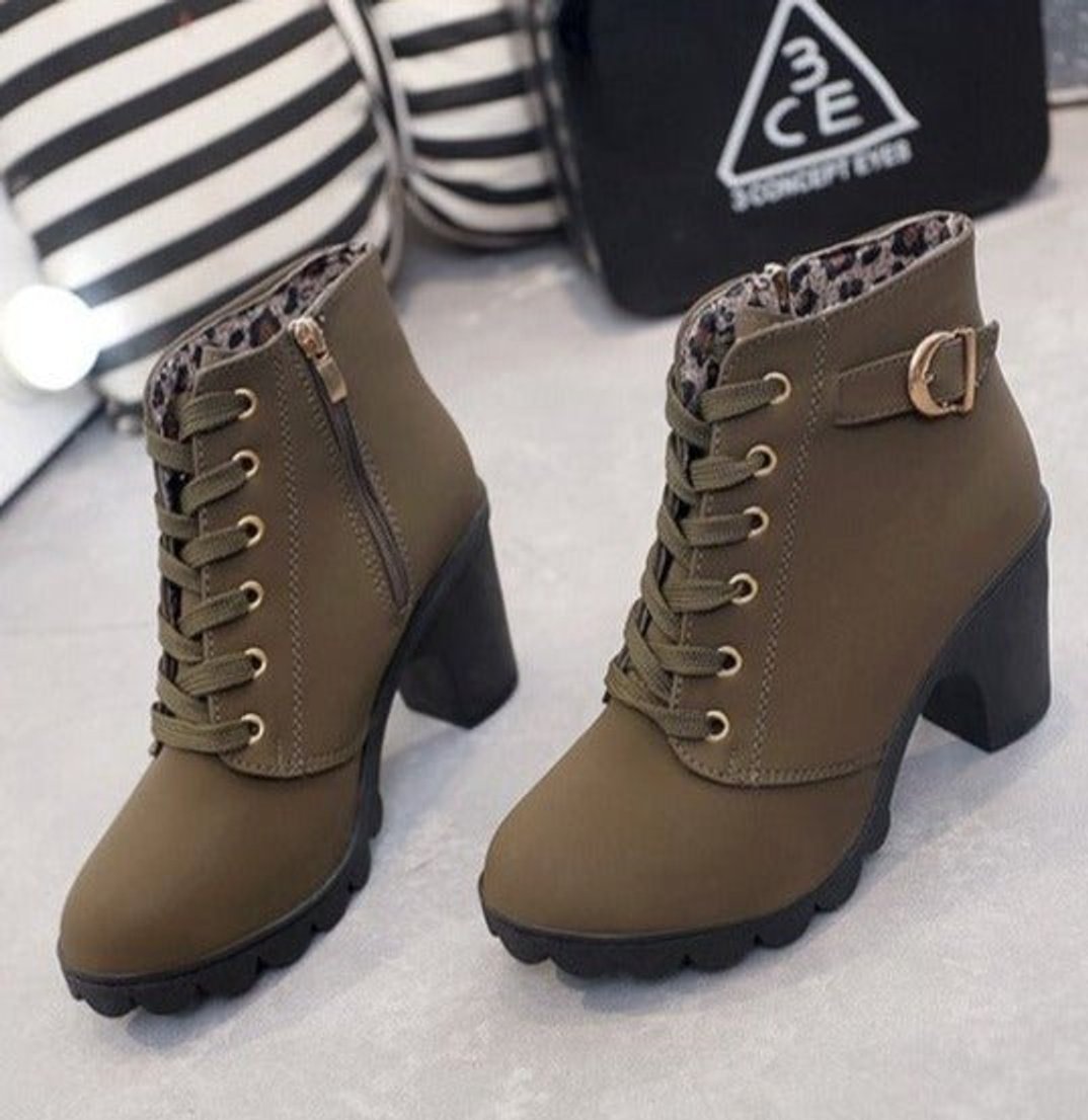Women's Lace-Up Block-Heel Suede Ankle Boots