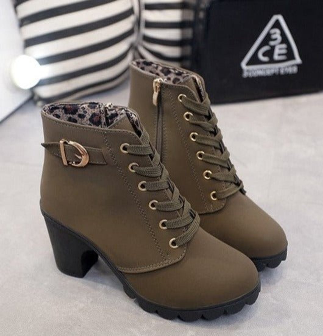 Women's Lace-Up Block-Heel Suede Ankle Boots
