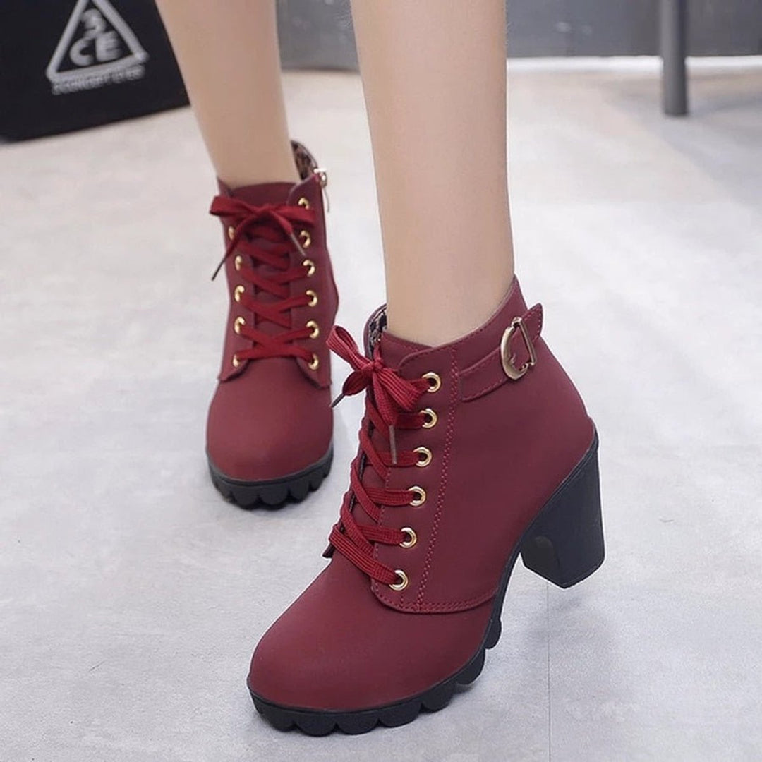 Women's Lace-Up Block-Heel Suede Ankle Boots