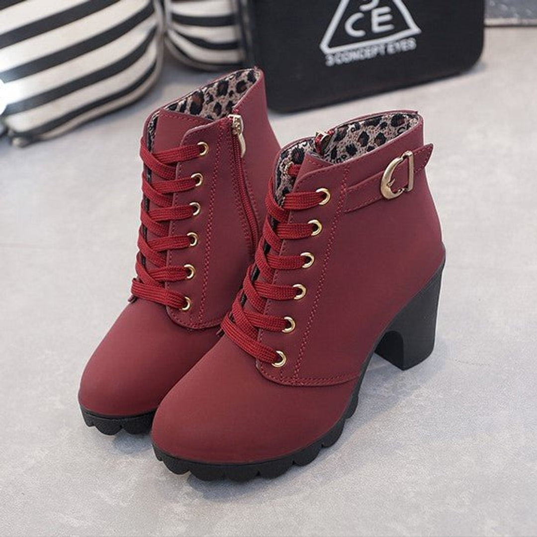 Women's Lace-Up Block-Heel Suede Ankle Boots