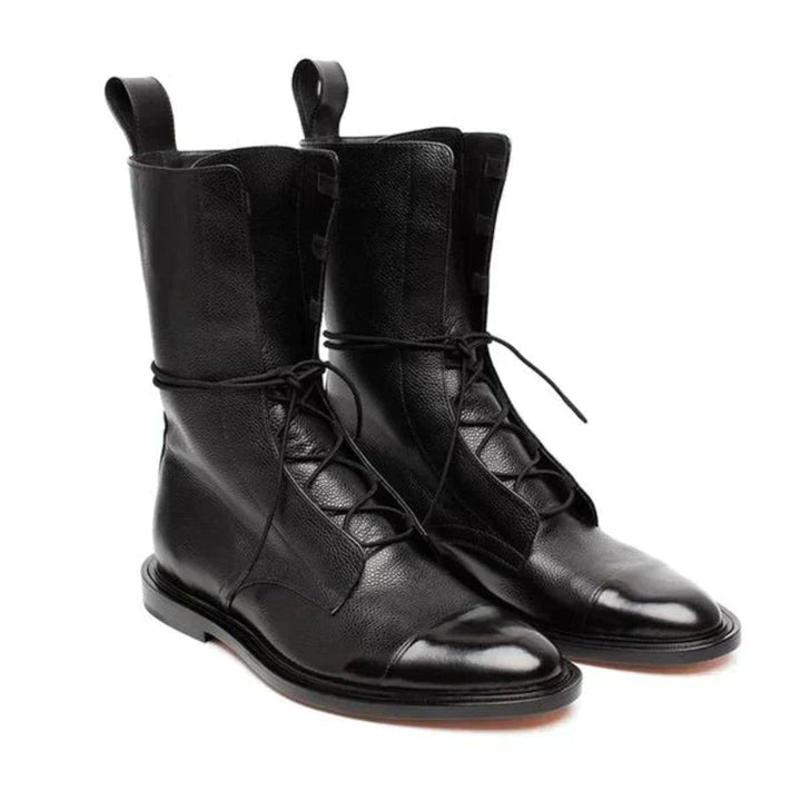 Women's Lace-Up Leather Mid-Calf Ankle Boots