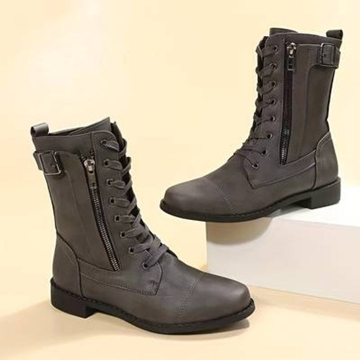 Women's Lace-Up Side-Zip Combat Ankle Boots