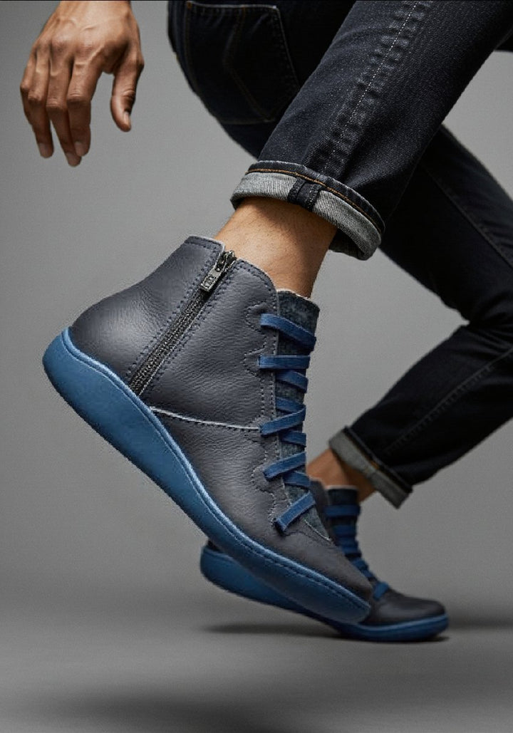 Women's Lace-Up Side-Zip Faux Leather High-Top Ankle Boots