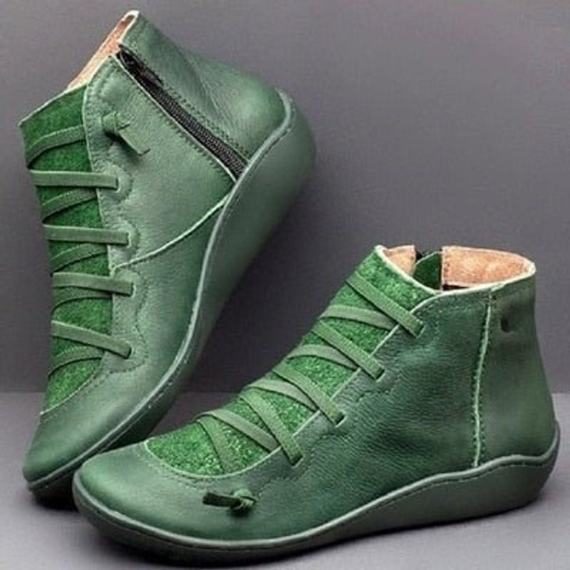 Women's Lace-Up Side-Zip Faux Leather High-Top Ankle Boots