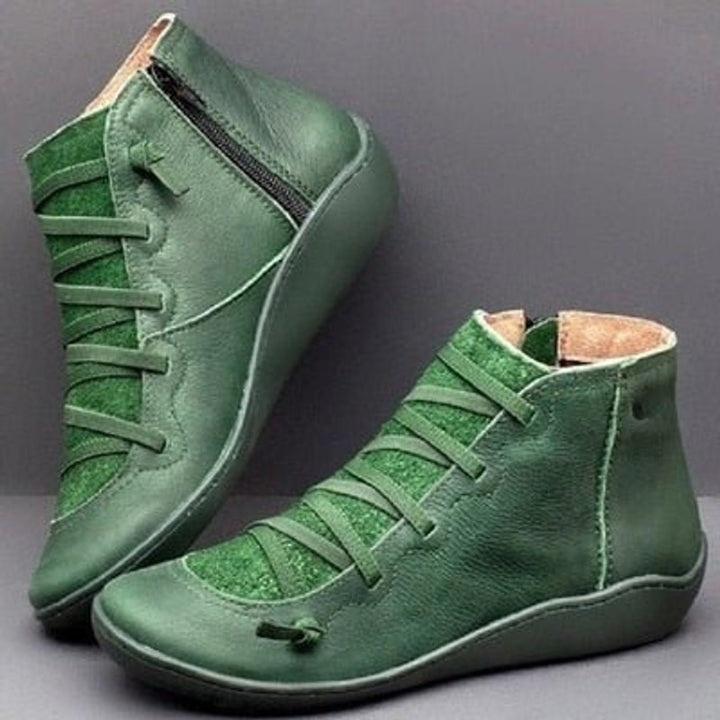 Women's Lace-Up Side-Zip Faux Leather High-Top Ankle Boots