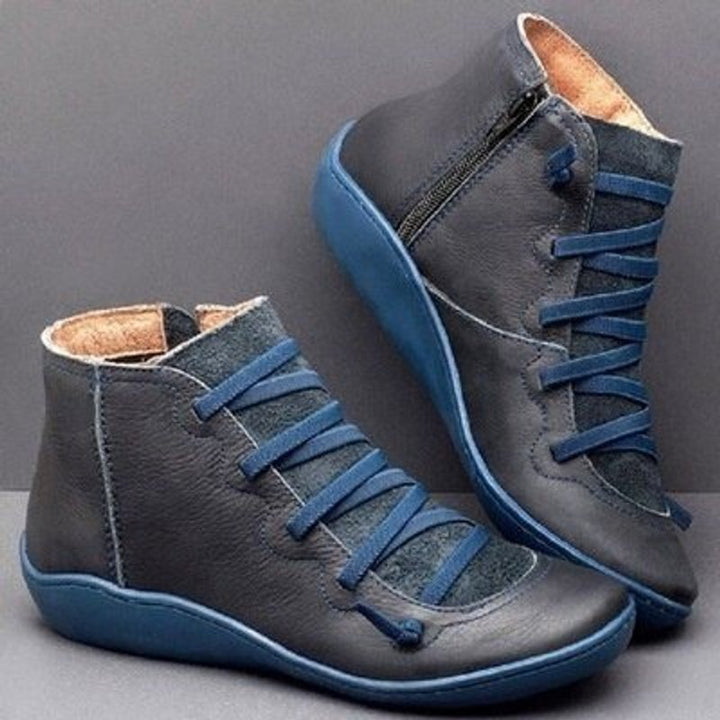 Women's Lace-Up Side-Zip Faux Leather High-Top Ankle Boots