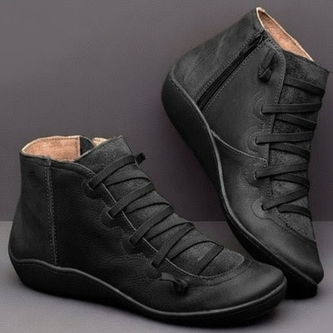 Women's Lace-Up Side-Zip Faux Leather High-Top Ankle Boots