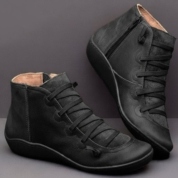 Women's Lace-Up Side-Zip Faux Leather High-Top Ankle Boots