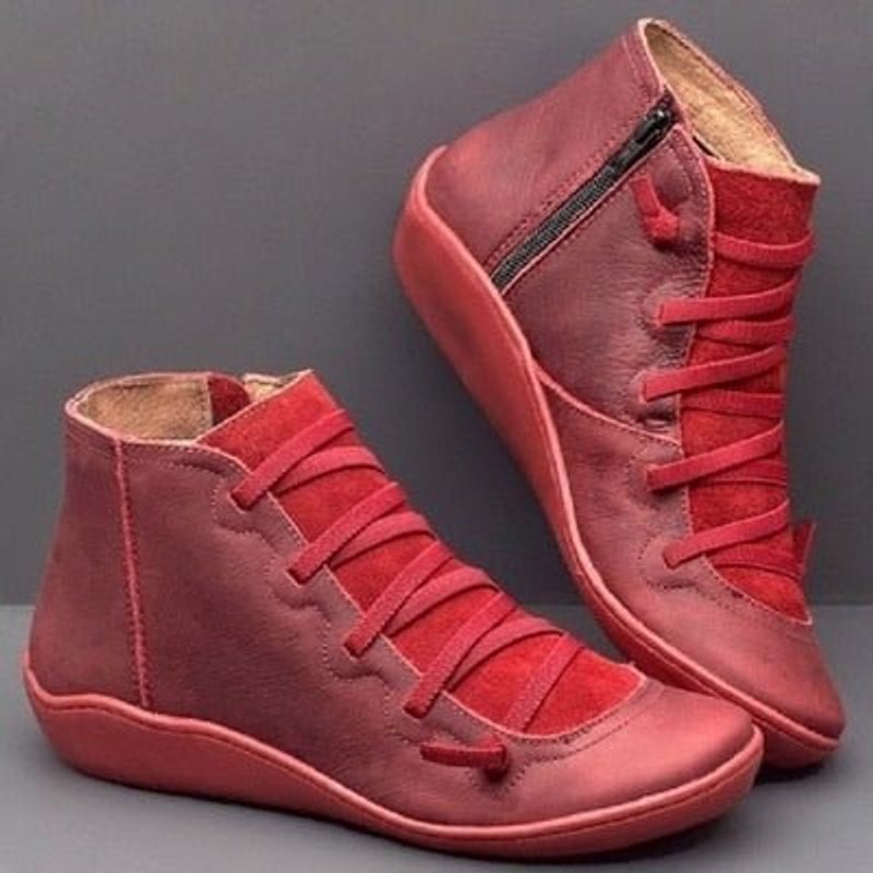 Women's Lace-Up Side-Zip Faux Leather High-Top Ankle Boots