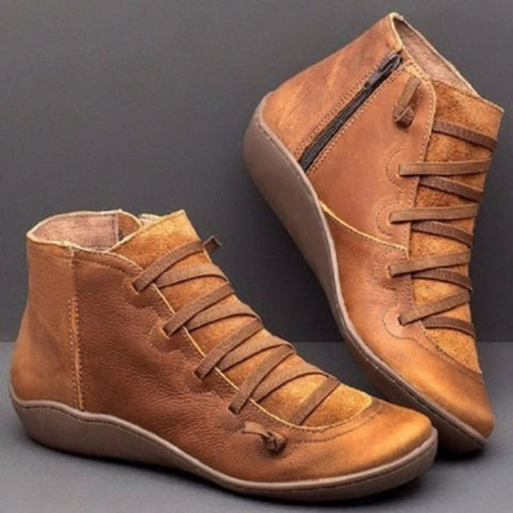 Women's Lace-Up Side-Zip Faux Leather High-Top Ankle Boots