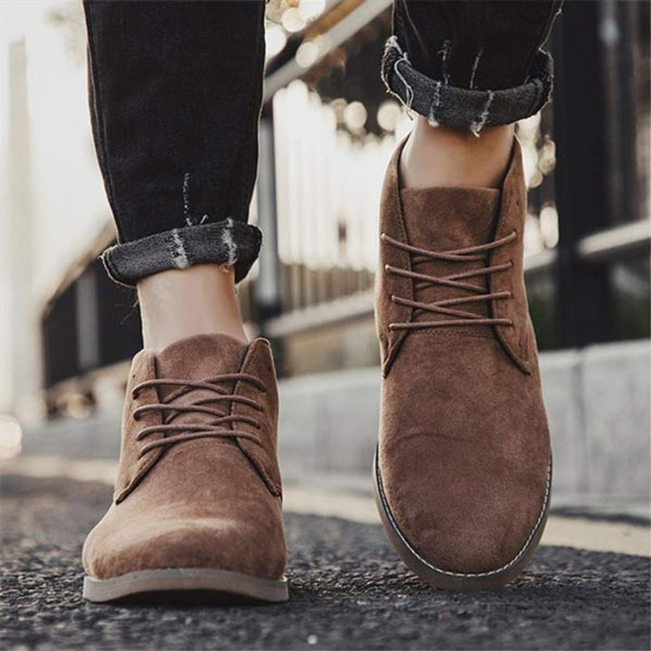 Women's Lace-Up Suede Flat Ankle Boots