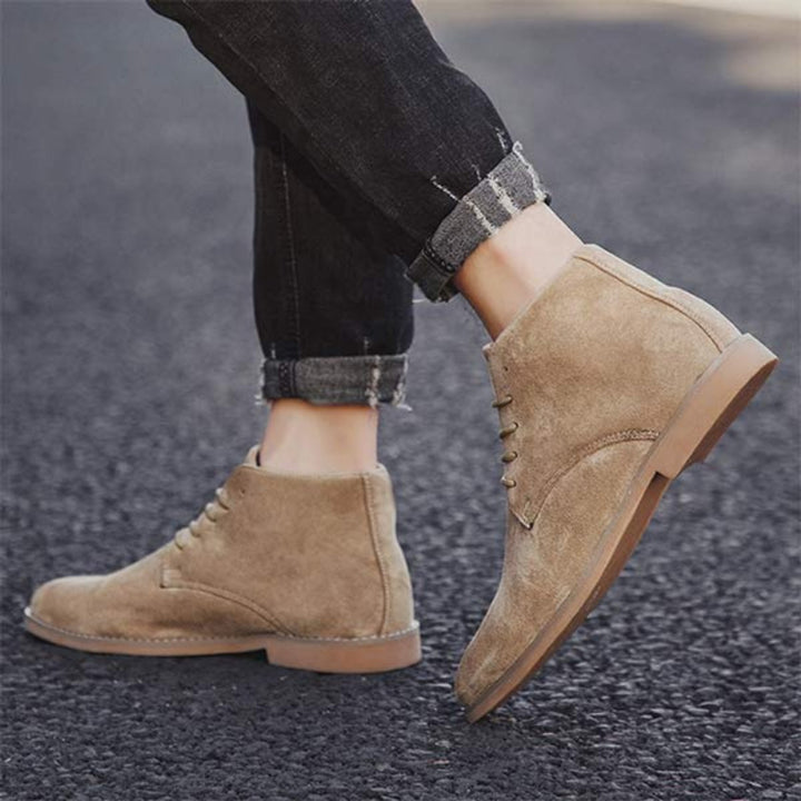 Women's Lace-Up Suede Flat Ankle Boots