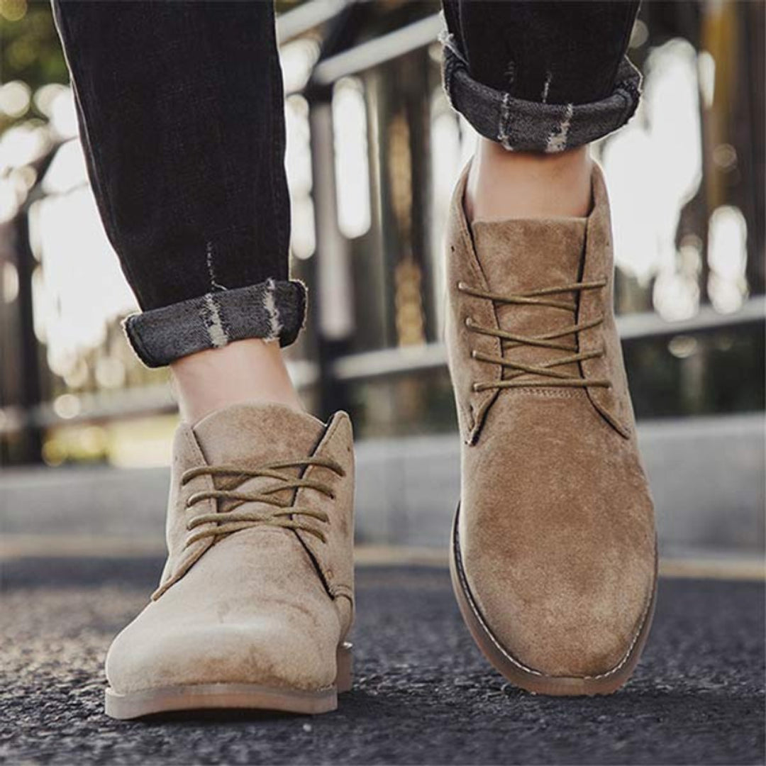 Women's Lace-Up Suede Flat Ankle Boots