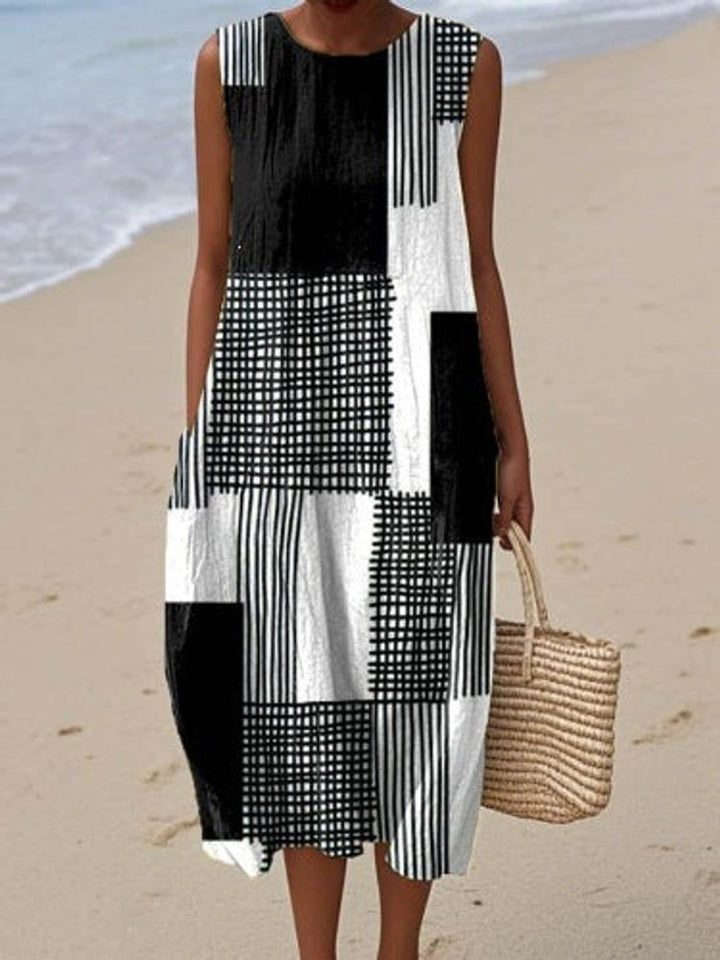 Women's Leaf Print Short Sleeve A-Line Fall Midi Dress