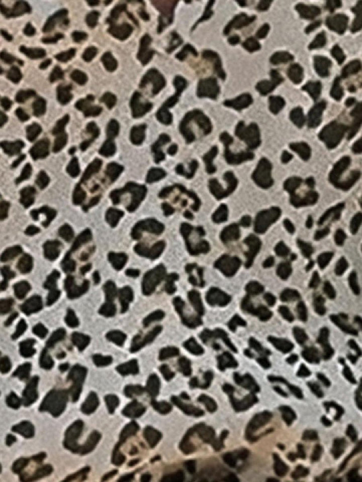 Women's Leopard Print Long Sleeve V-Neck Fall Wedding Guest Dress