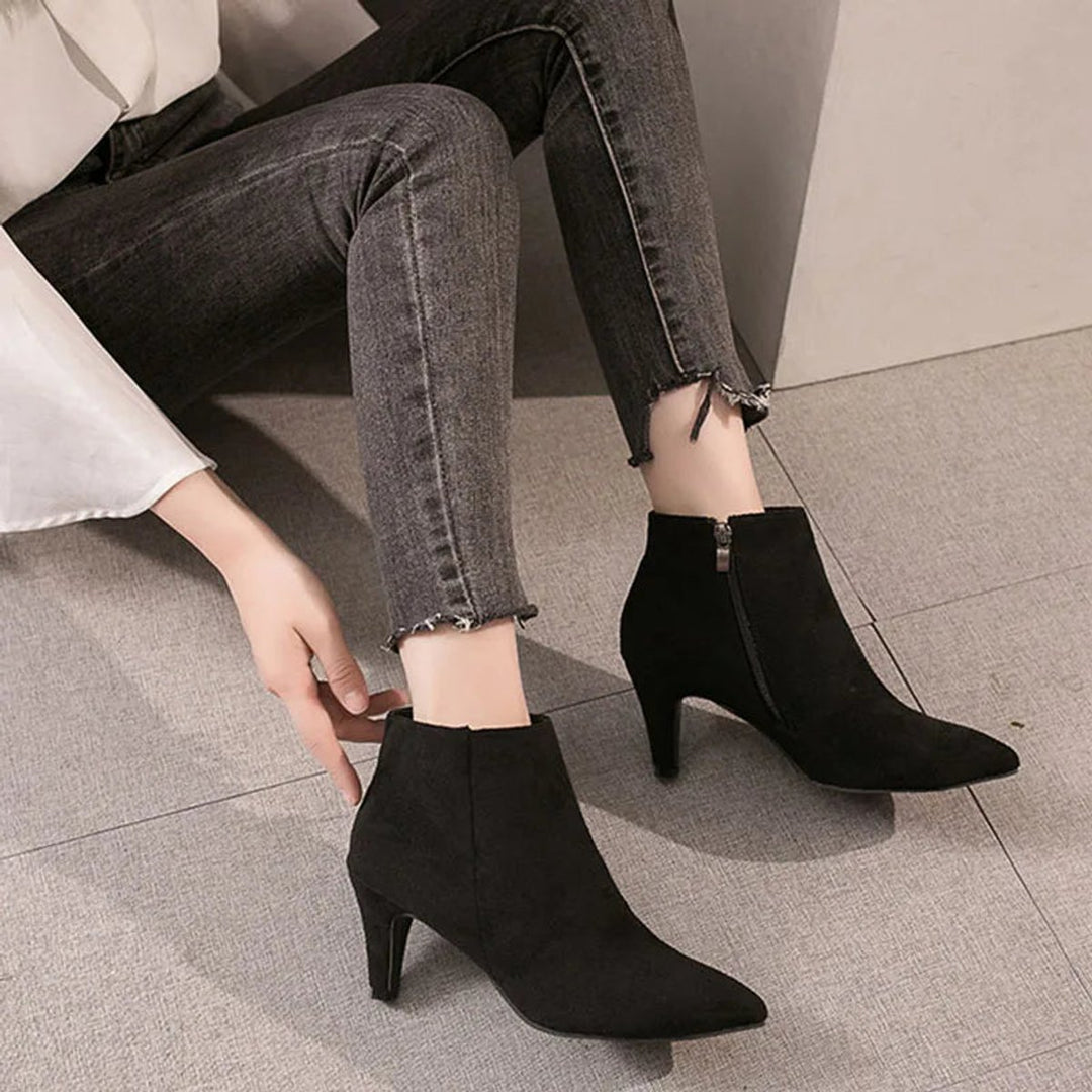 Women's Leopard Print Stiletto Heel Pointed-Toe Ankle Boots