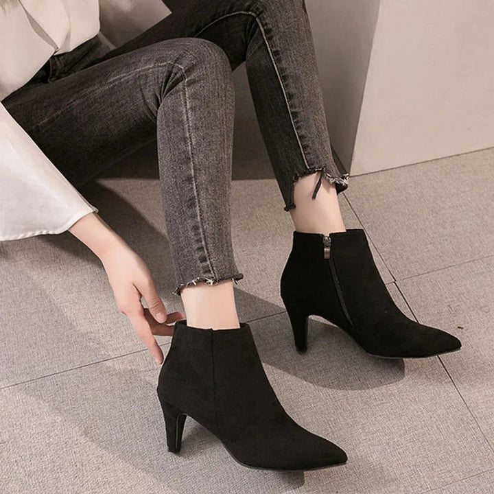 Women's Leopard Print Stiletto Heel Pointed-Toe Ankle Boots