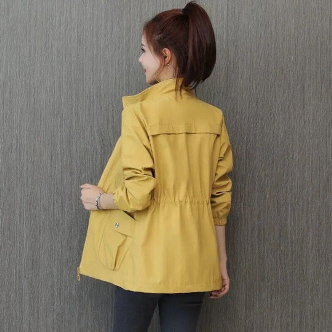 Women's Lightweight Adjustable-Waist Water-Resistant Trench Coat - Yellow
