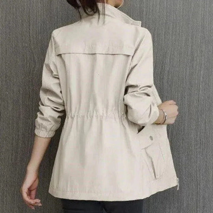 Women's Lightweight Adjustable-Waist Water-Resistant Trench Coat - Beige