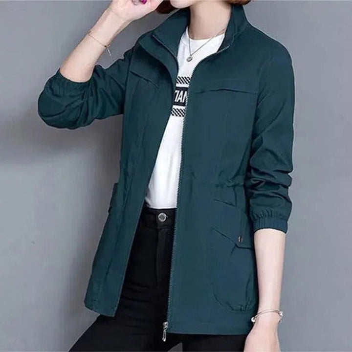 Women's Lightweight Adjustable-Waist Water-Resistant Trench Coat