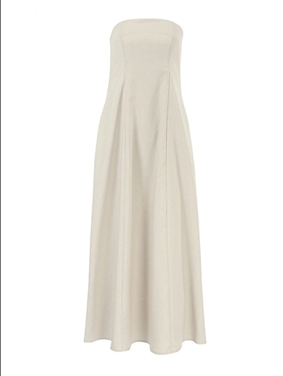 Women's Linen Tie-Shoulder Pocketed Fall Midi Dress