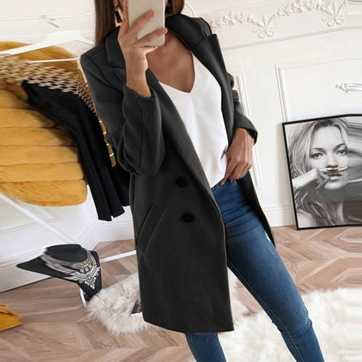 Women's Long Double-Breasted Lapel Blazer Coat