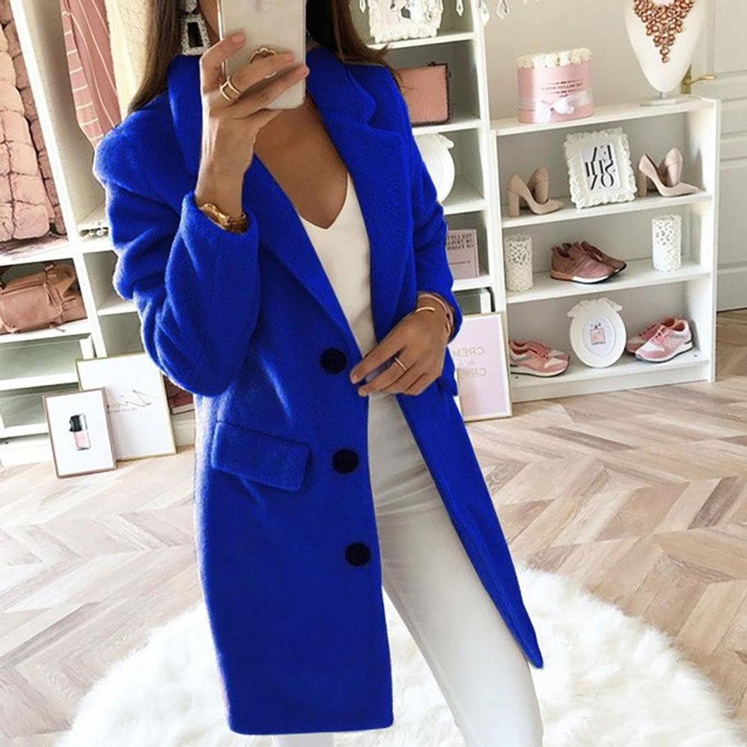 Women's Long Double-Breasted Lapel Blazer Coat