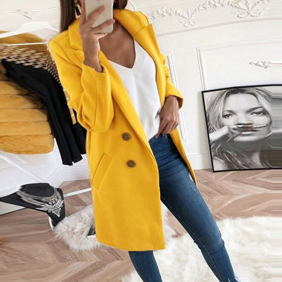 Women's Long Double-Breasted Lapel Blazer Coat