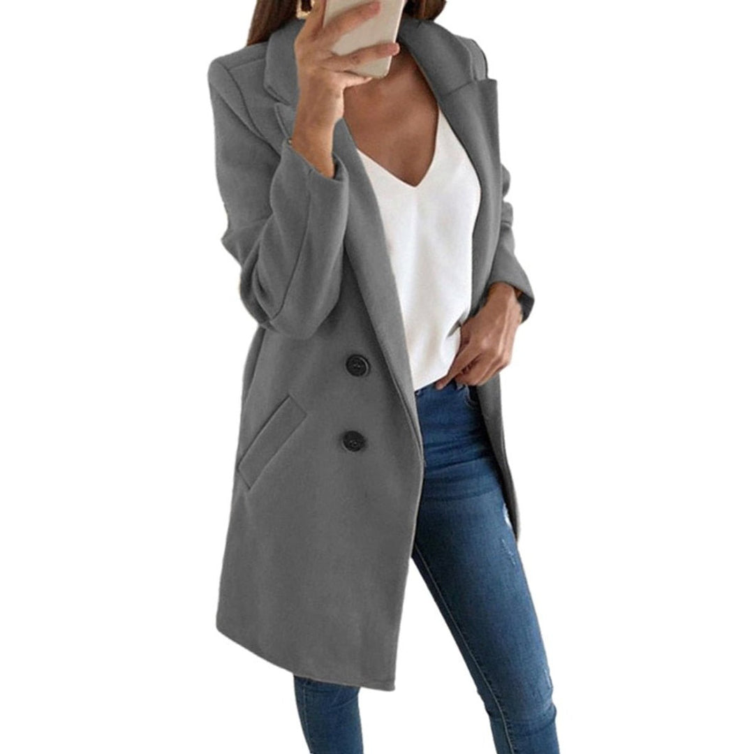 Women's Long Double-Breasted Lapel Blazer Coat