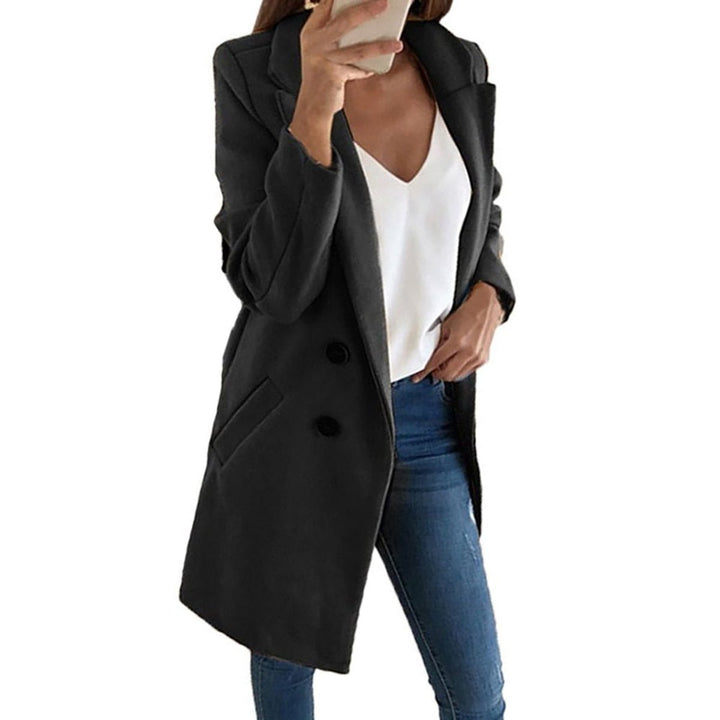 Women's Long Double-Breasted Lapel Blazer Coat
