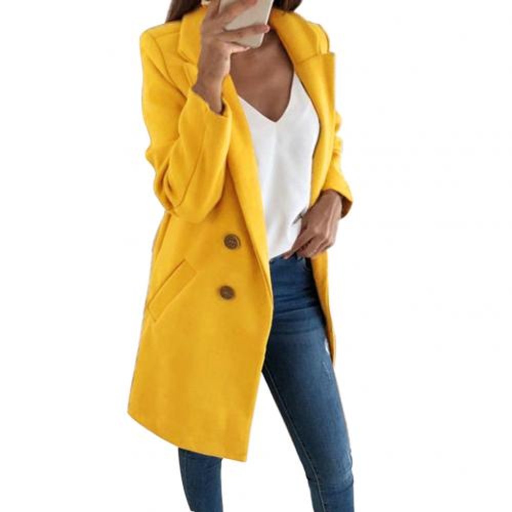 Women's Long Double-Breasted Lapel Blazer Coat