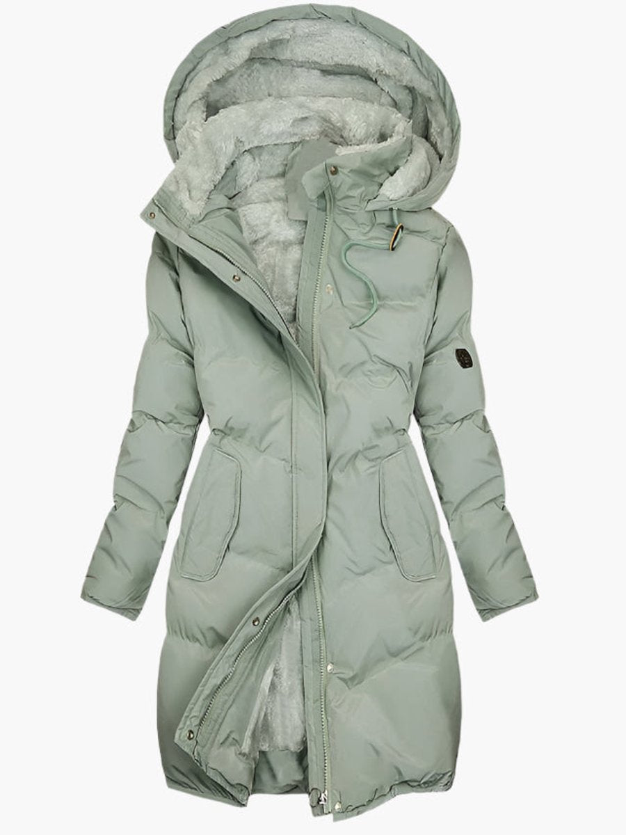 Women's Long Hooded Faux-Fur-Lined Puffer Winter Coat