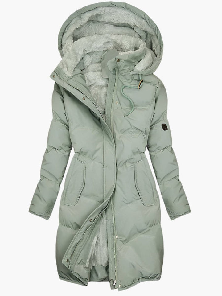 Women's Long Hooded Faux-Fur-Lined Puffer Winter Coat