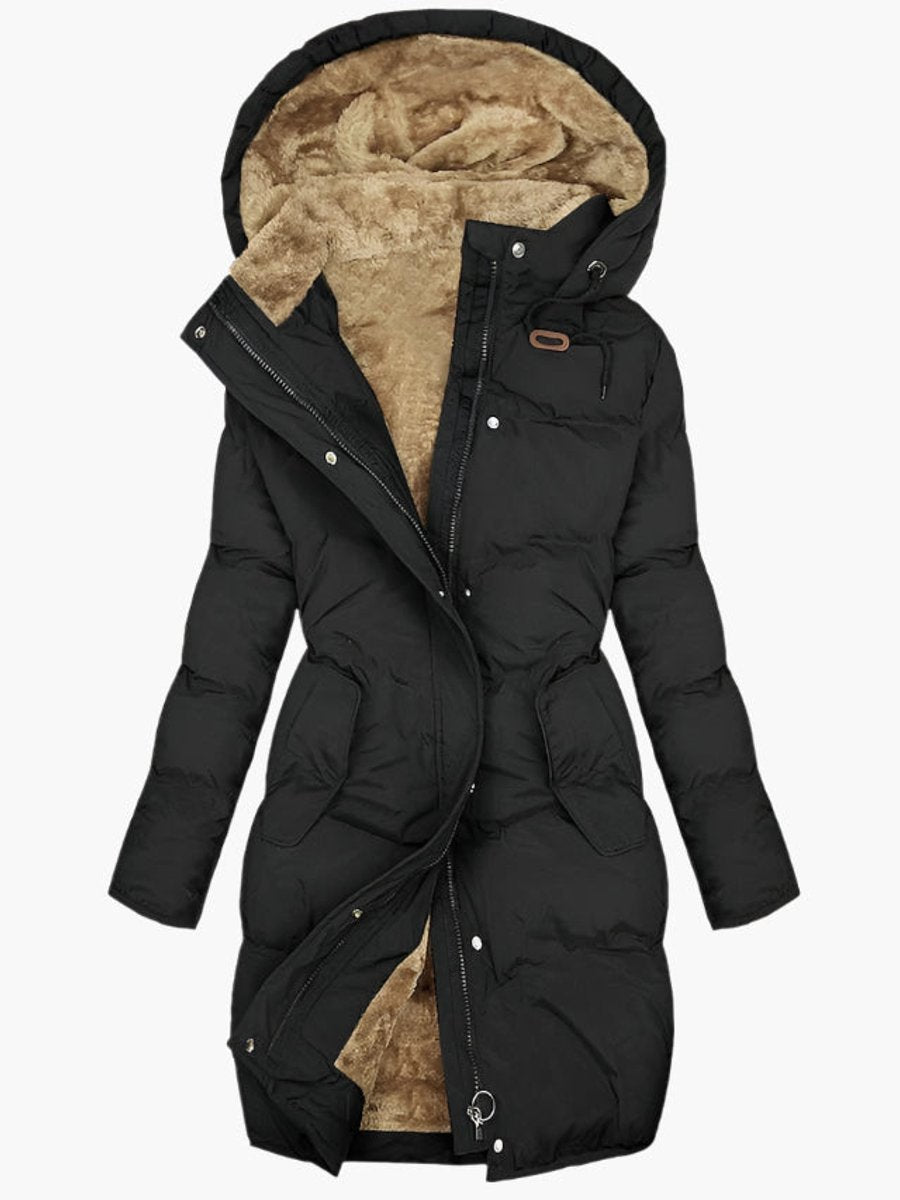 Women's Long Hooded Faux-Fur-Lined Puffer Winter Coat