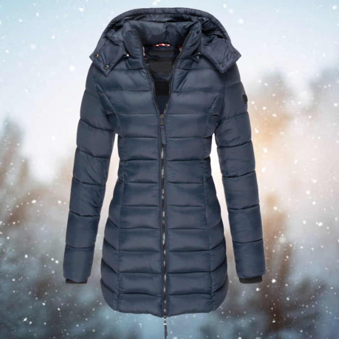 Women's Long Hooded Quilted Puffer Coat Winter Outerwear