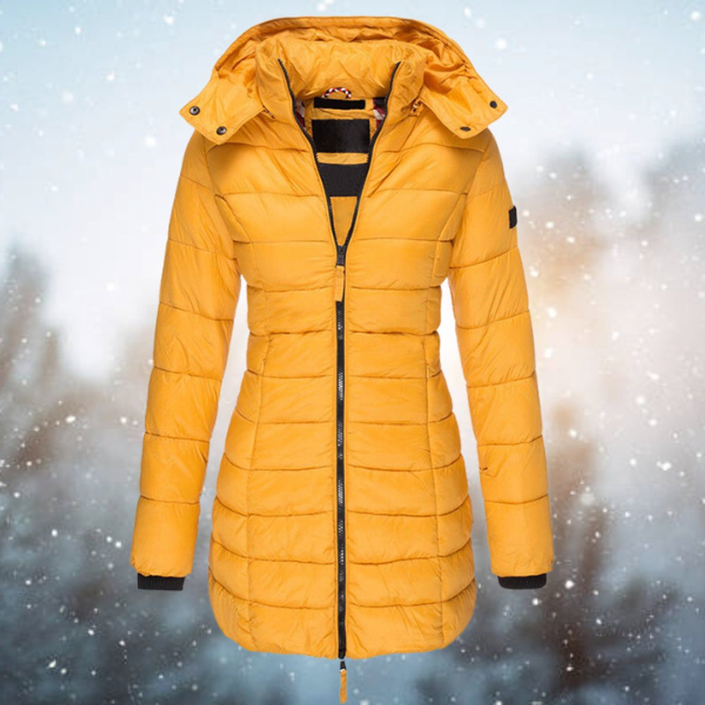 Women's Long Hooded Quilted Puffer Coat Winter Outerwear