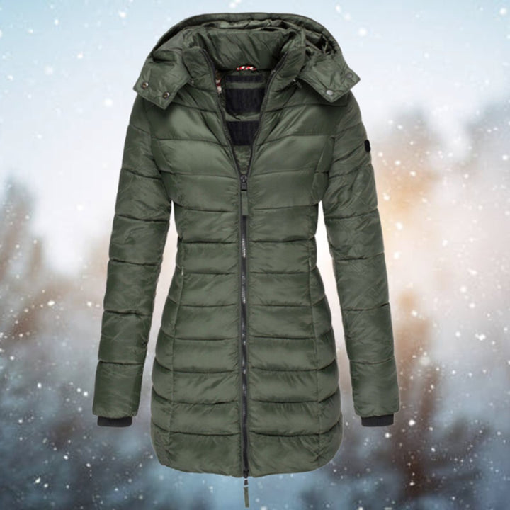 Women's Long Hooded Quilted Puffer Coat Winter Outerwear