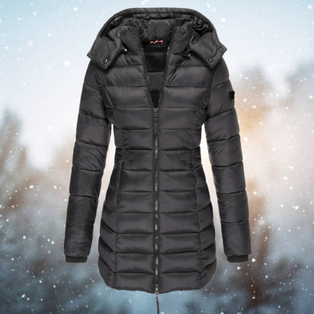 Women's Long Hooded Quilted Puffer Coat Winter Outerwear