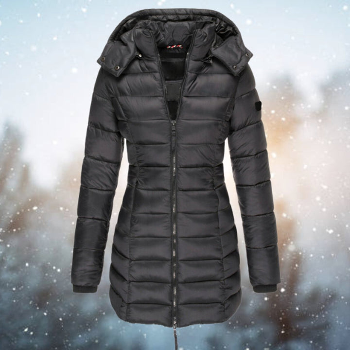 Women's Long Hooded Quilted Puffer Coat Winter Outerwear