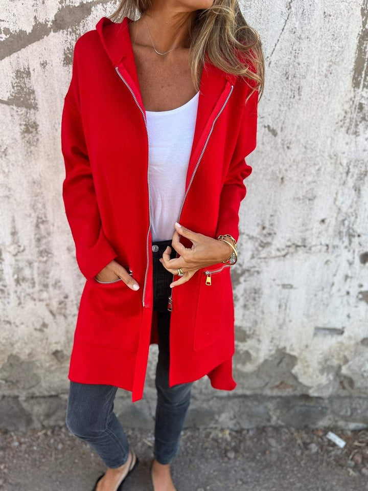Women's Long Hooded Zip-Up Cardigan Coat