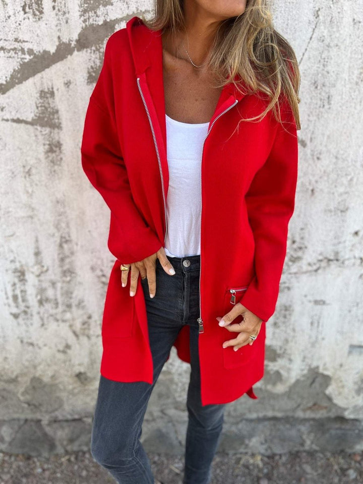 Women's Long Hooded Zip-Up Cardigan Coat