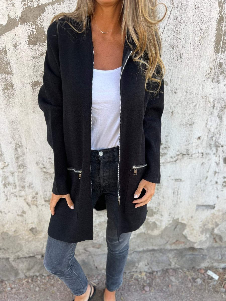Women's Long Hooded Zip-Up Cardigan Coat