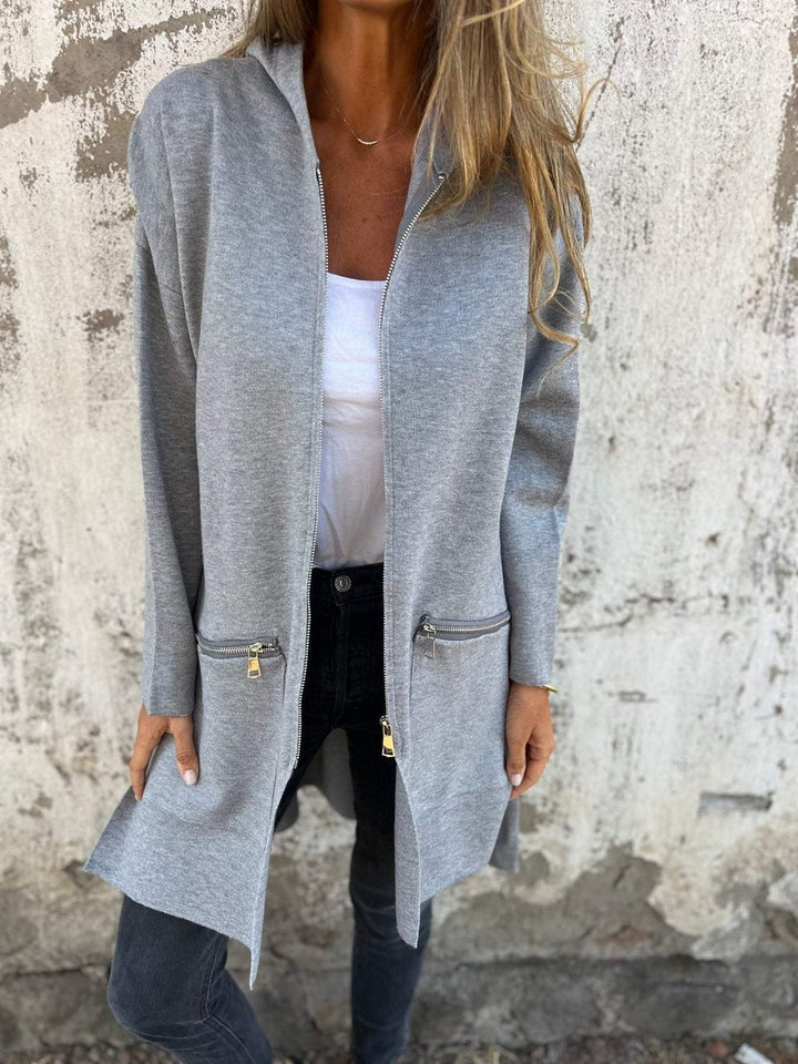 Women's Long Hooded Zip-Up Cardigan Coat
